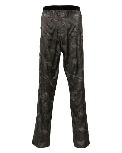 Tom Ford Gray Camouflage Satin Pajama Pants for men