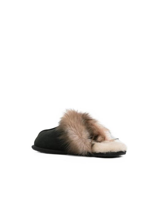 Ugg Black Shearling-Trim Slip-On Slippers