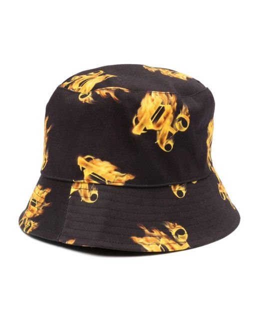 Palm Angels Black Burning Monogram Bucket Hat for men