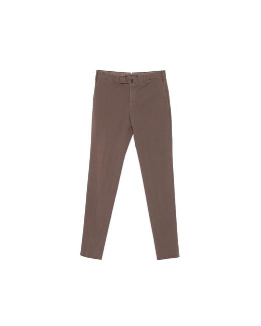 Incotex Brown Belt-Loop Trousers for men