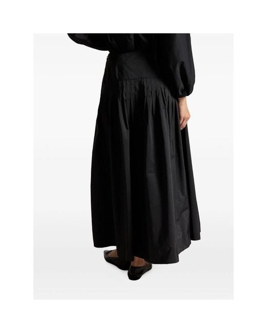 Ralph Lauren Black Pleated Flared Maxi Skirt