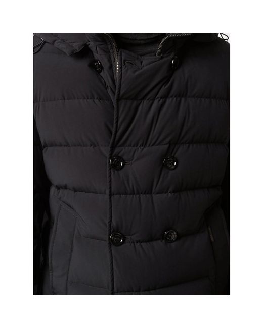 Moorer Black Florio Double-Breasted Padded Coat for men