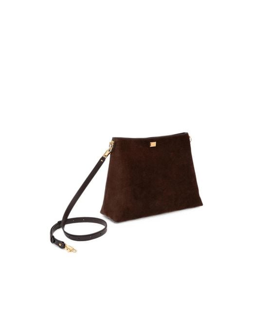 Dolce & Gabbana Brown Large Vittoria Suede Cross Body Bag