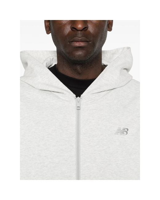 New Balance White Hooded Zip Hoodie for men
