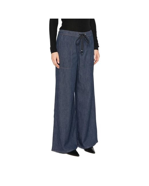 7 For All Mankind Blue Halona Wide-Leg Jeans