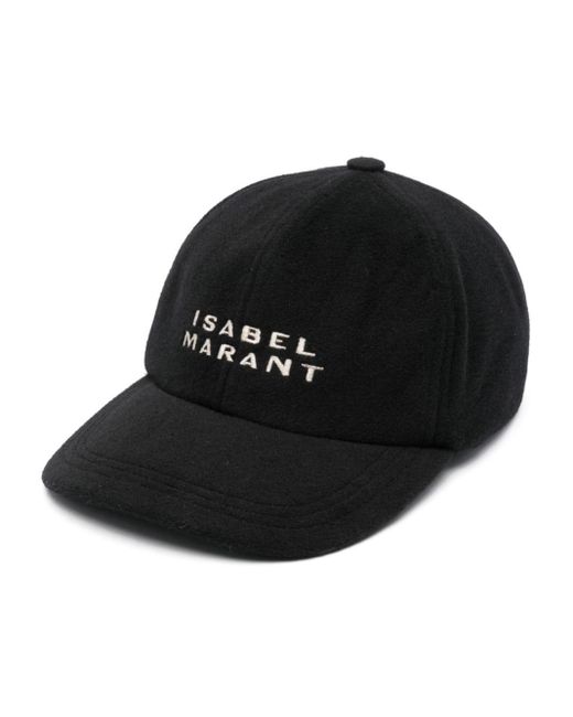 Isabel Marant Black Embroidered-Logo Baseball Cap