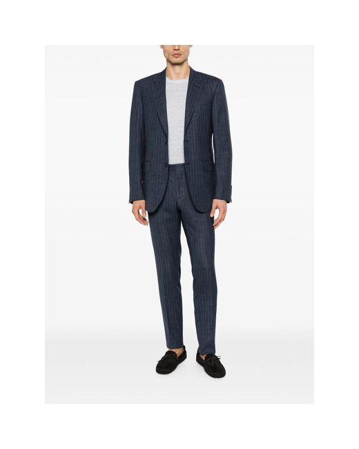 Canali Blue Two-Piece Striped Suit for men