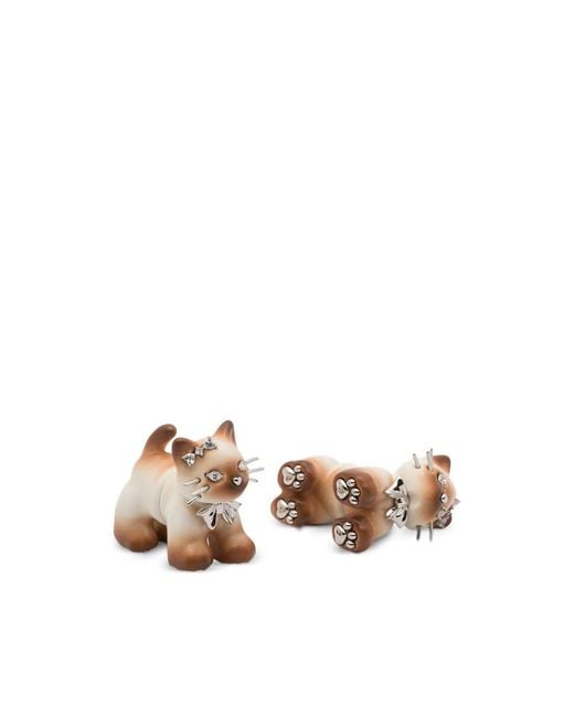 YVMIN Brown Split Kitten Crystal-Embellished Earrings