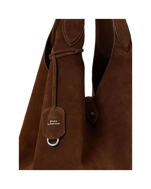 Ralph Lauren Brown Polo Play Calf Suede Tote Bag