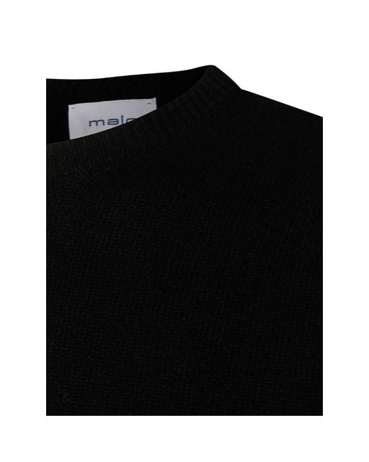 Malo Black Round-Neck Cashmere Sweater for men