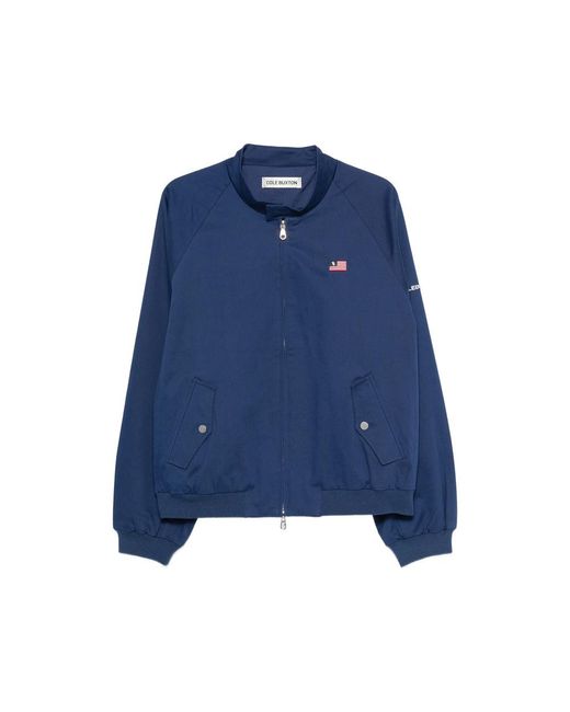 Cole Buxton Blue Logo-Print Raglan-Sleeve Jacket for men