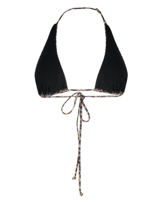 MATINEÉ Black Leopard-Print Halterneck Bikini Top