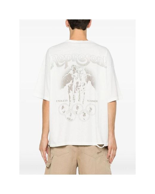 Represent White Graphic-Print T-Shirt for men
