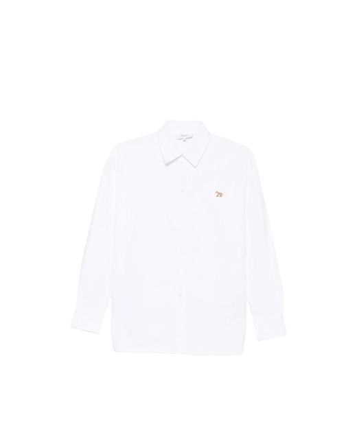 Maison Kitsuné White Baby Fox Logo-Patch Shirt