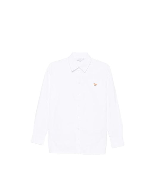 Maison Kitsuné White Baby Fox Logo-Patch Shirt