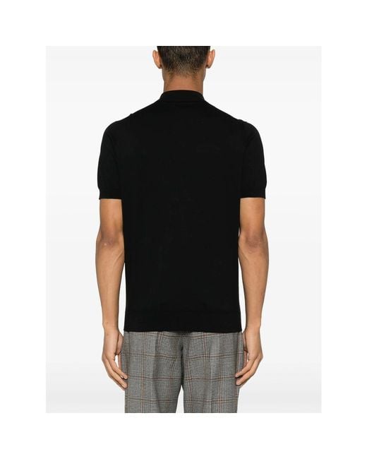 Fedeli Black Sportman Cotton Polo Shirt for men