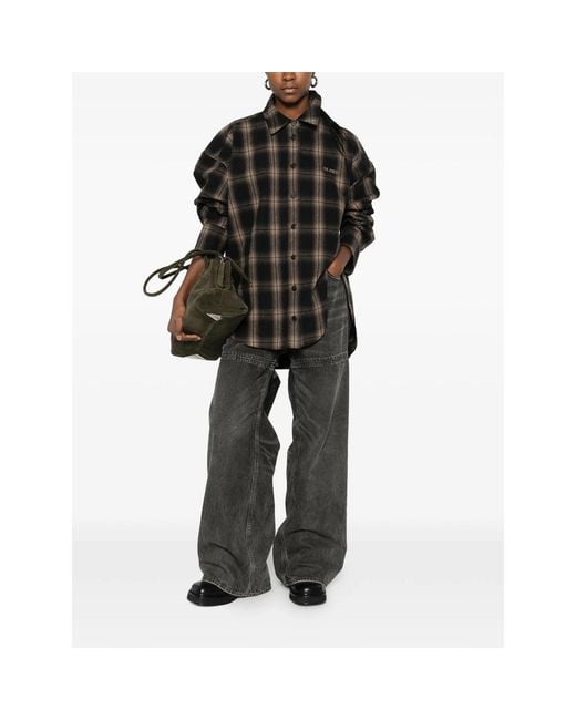 The Attico Gray High-Waisted Wide-Leg Jeans