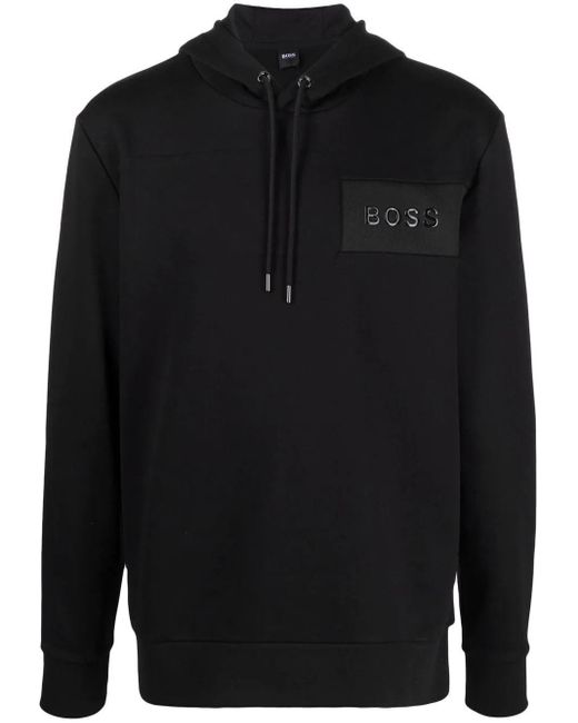 BOSS by HUGO BOSS Logo-plaque Cotton Hoodie in Black for Men - Save 13% ...