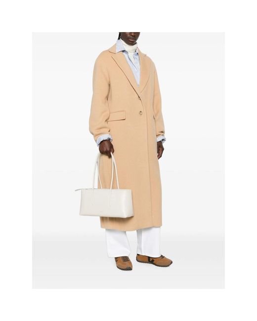Vince Natural Notched-Lapels Single-Breasted Coat
