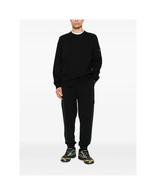 Stone Island Black Compass-Patch Sweatshirt for men