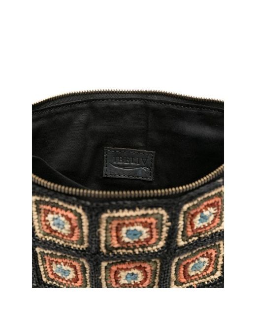 IBELIV Black Patterned Woven Clutch Bag