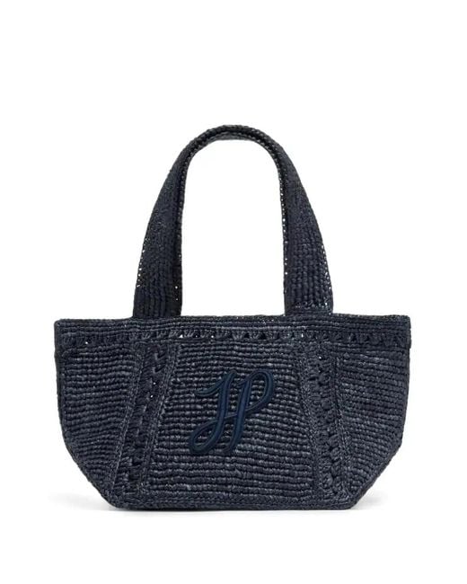Patou Blue Small Jp Monogram Trapeze-Design Tote Bag