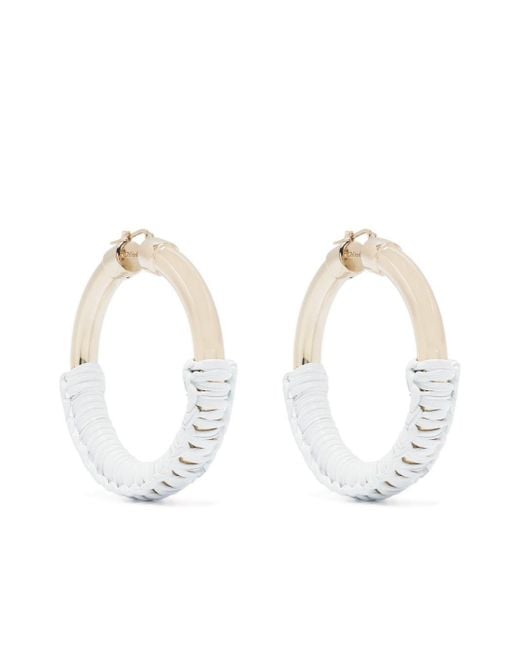 Chloé White Maura Knotted-Leather Large Hoops