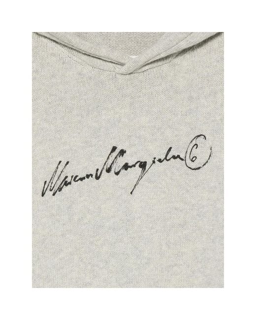 MM6 by Maison Margiela White Long-Sleeve Knitted Hoodie for men