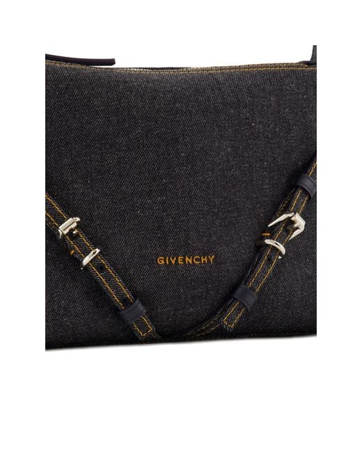 Givenchy Black Medium Voyou Denim Shoulder Bag