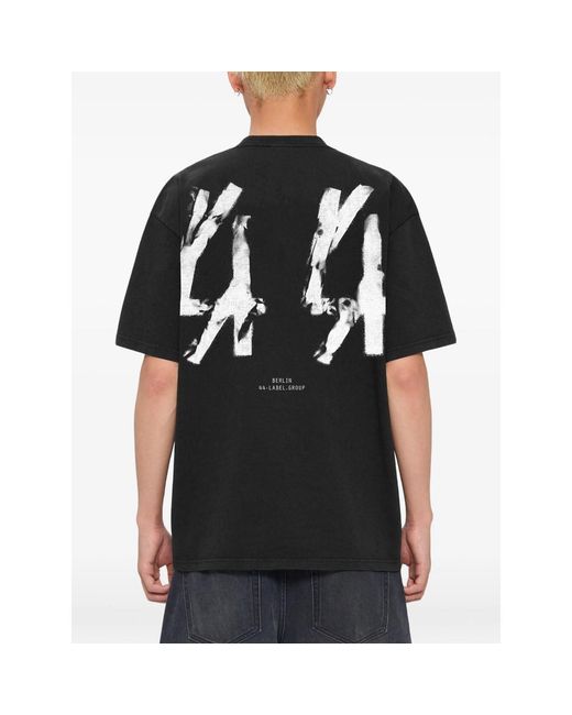 44 Label Group Black Graphic-Print T-Shirt for men