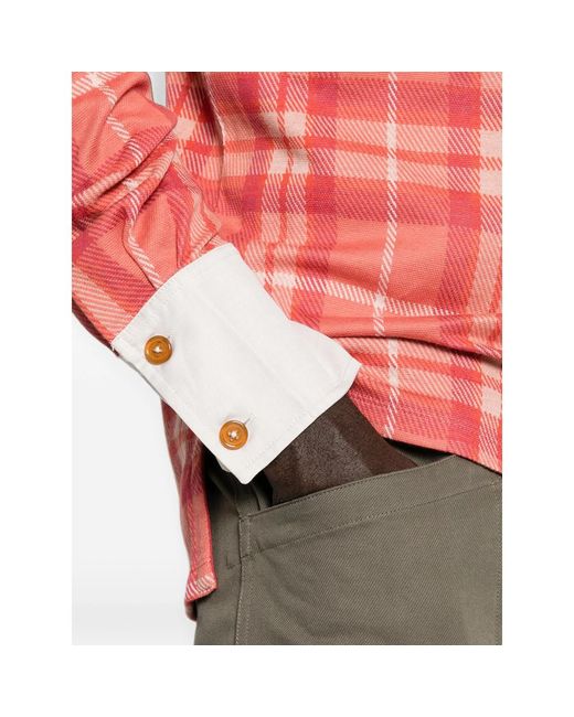 Vivienne Westwood Red Check-Pattern Long-Sleeve Polo Shirt for men