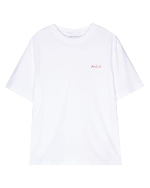 Maison Labiche White Slogan-Embroidered Cotton T-Shirt