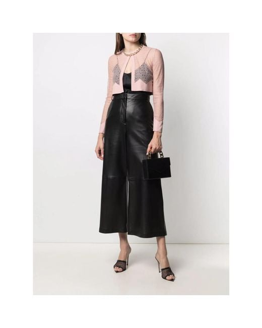 Antonino Valenti Pink Cropped Wide-Leg Trousers