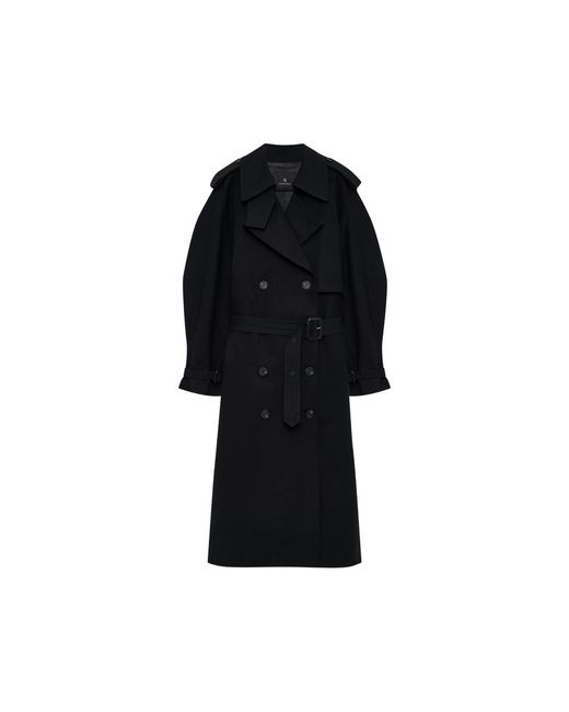 Anine Bing Black Pascale Double-Breasted Belted Trench Coat