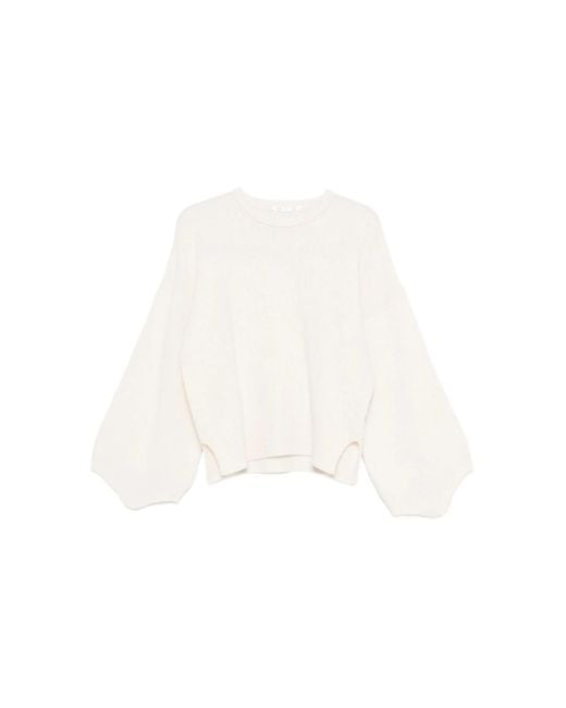 3311 White Balloon-Sleeve Sweater