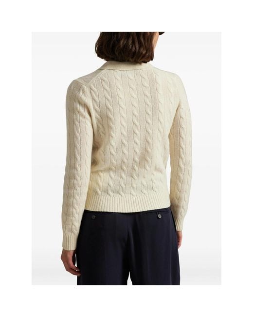 Ralph Lauren White 2/15 80-20 W/Cs Rws-Long Sleeve-Collared-Pullover-Sweater