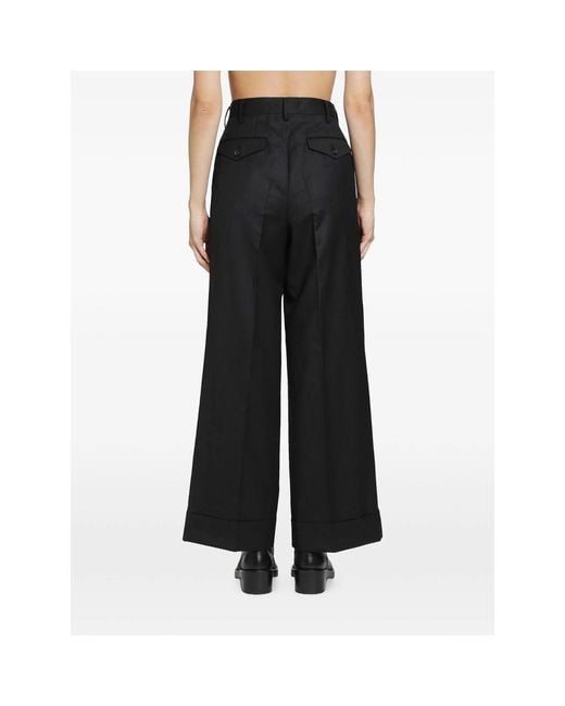 Junya Watanabe Black Pleated Pinstriped Trousers