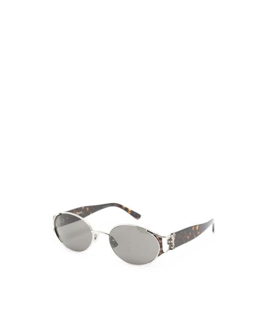 Saint Laurent Metallic Cassandre Tortoiseshell-Effect Sunglasses