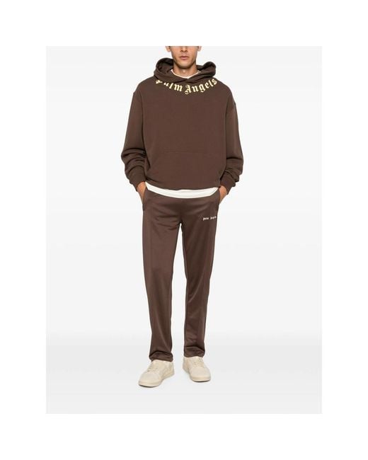 Palm Angels Brown Embroidered-Logo Side-Stripe Track Pants for men