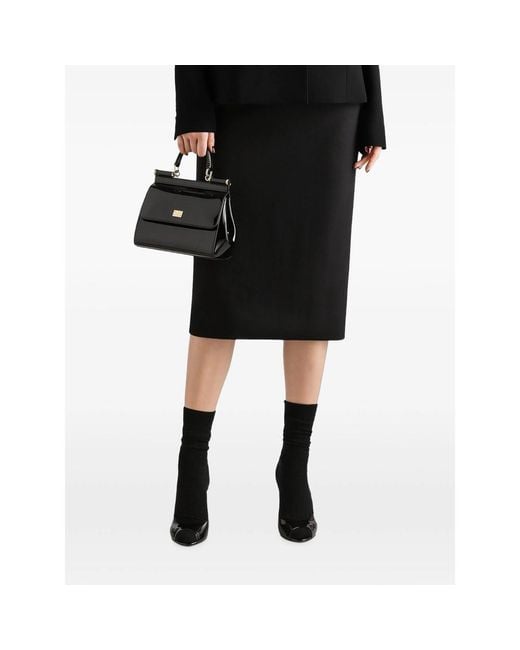 Dolce & Gabbana Black Double Wool Crêpe Skirt