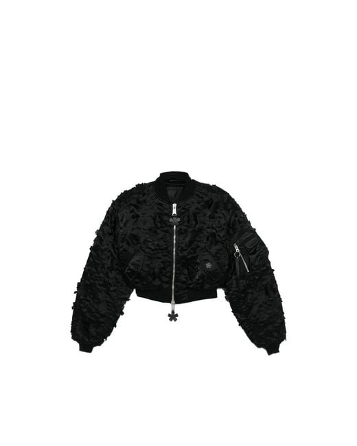 Alpha Industries Black X Cecile Bahnsen Ma-1 Flower-Appliqué Zipped Bomber Jacket