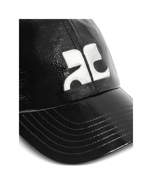 Courreges Black Ac-Logo Vinyl Cap for men