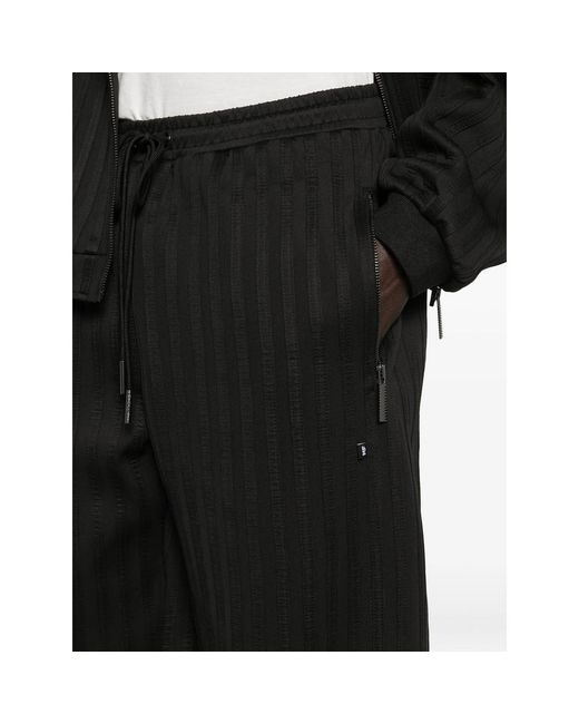 MADFRENZY Black Zip Striped Trousers for men