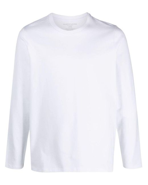 Majestic Filatures White Long-Sleeve Organic-Cotton T-Shirt for men
