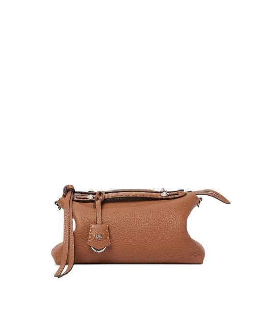 Fendi Brown Medium By The Way Selleria Hand-Sewn Topstitches Tote Bag