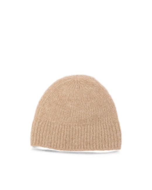 Dries Van Noten Natural Ribbed-Knit Beanie Hat for men