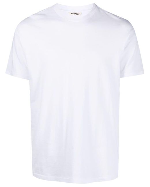 Auralee White Crew-Neck Cotton T-Shirt for men