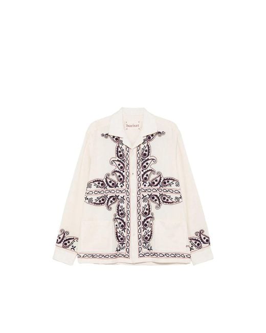 BAZISZT White Memento Silk Shirt for men