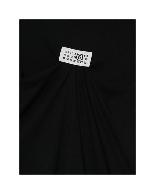 MM6 by Maison Margiela Black Logo-Patch Gathered T-Shirt for men