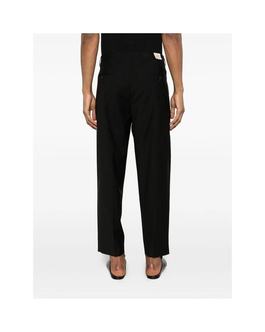 BRIGLIA Black Pleat Trousers for men